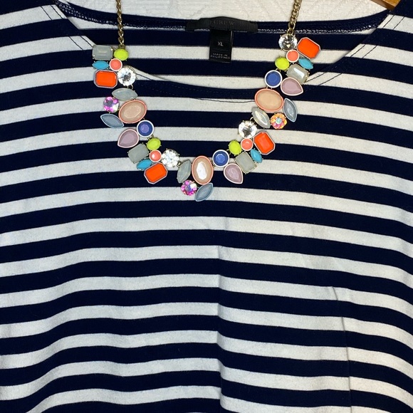 J. Crew Navy/White Striped Ruffle Sleeve Top - XL - Picture 4 of 5